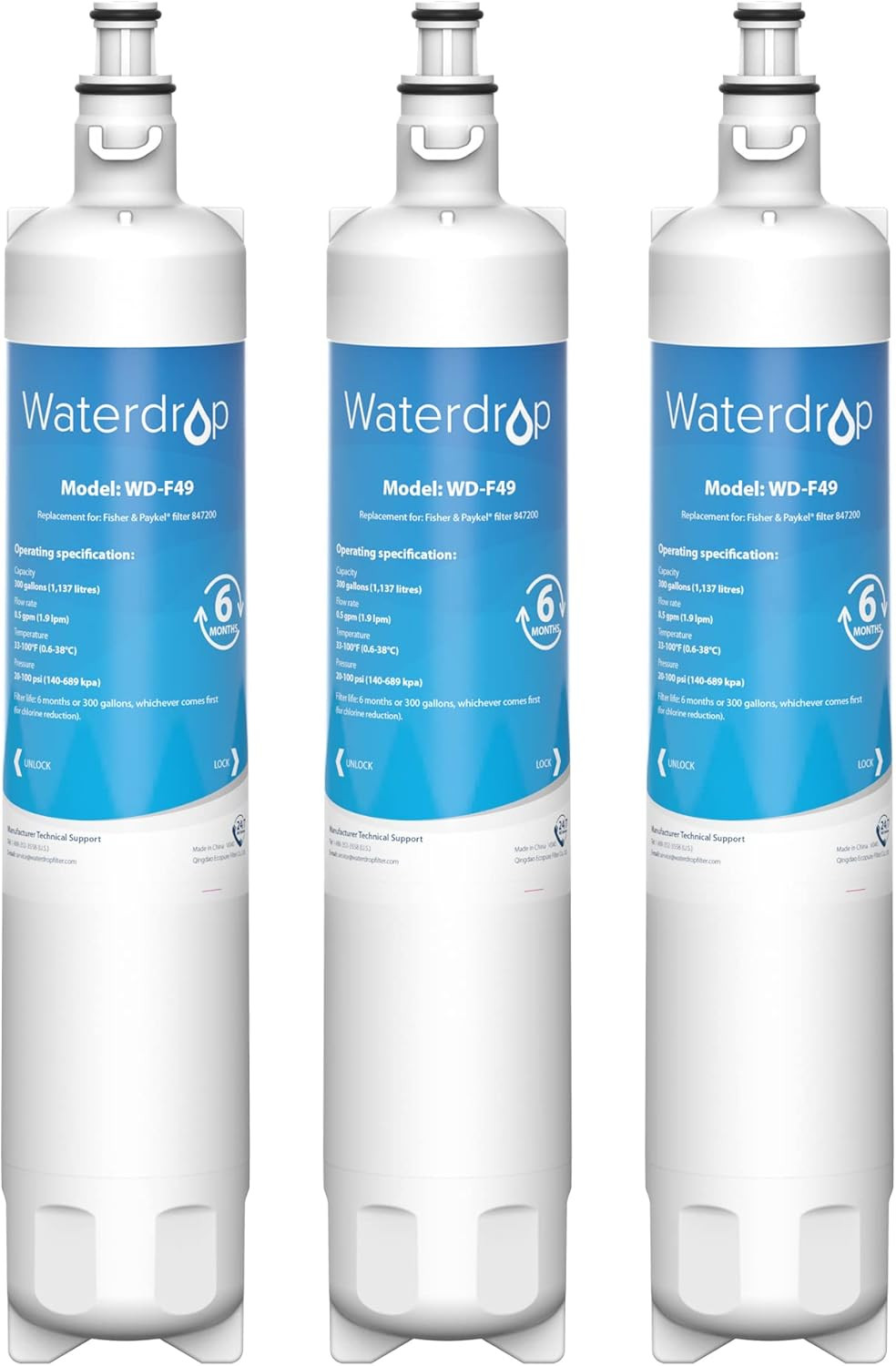 Waterdrop 847200 Fridge Water Filter, Compatible with Fisher & Paykel 847200, RS