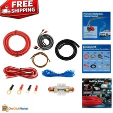 Full Car Amplifier Installation Wiring Kit - 8 Gauge, Oxygen-Free Copper Cables