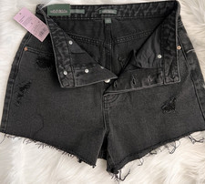 Wild Fable Super High-Rise Cutoff Shorts Black Denim Distressed Stretch Size 2