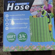 GVDV 100 Fuß Gartenschlauch 3/4 Zoll flexibel knickfrei auslaufsicher mit Düse
