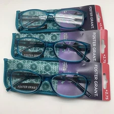 "3 PAIR" R257  Foster Grant  PEARLA +2.75  TEL READING READERS GLASSES TEAL BLUE