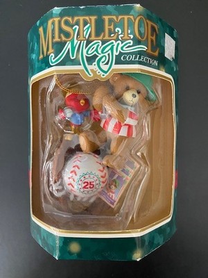 Vintage Trevco Mistletoe Magic Collection Christmas Ornament Baseball Figurine