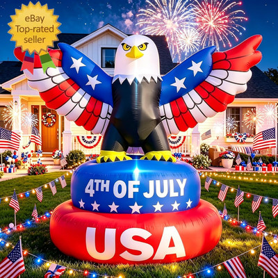 6.3 FT 4Th of July Inflatable Bald Eagle with Flying Wings, Blow up Outdoor Yard
