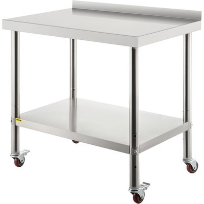 Stainless Steel Prep Table, 30 x 24 x 35 Inch, 440lbs Load Capacity Heavy Duty M