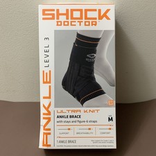 Shock Doctor Ultra Knit Level 3 Ankle Brace W/Stays  Straps BLACK ADULT M NEW