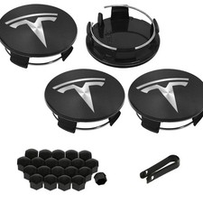 4pk Wheel Center Caps 56mm Tesla Model 3 Y Hub Covers Exterior Gloss Black