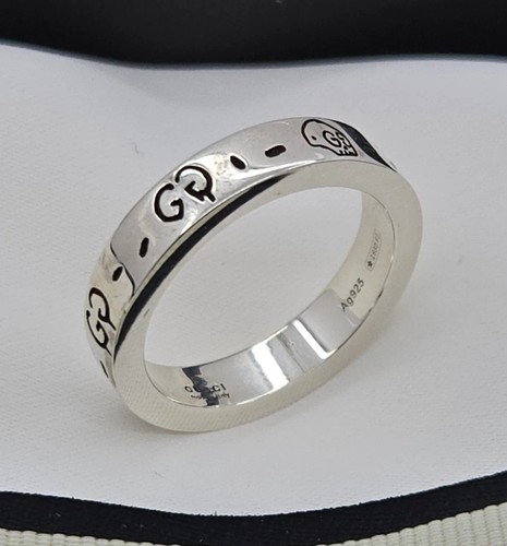 Gucci Ring , Ghost , Aureco, 4mm, Sterling Silver, Size 7.5, New