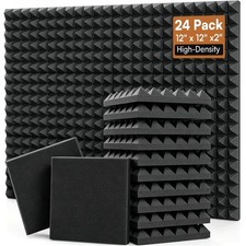 Pack Pyramid Acoustic Foam Panels 12x12x2in Echo Absorption Studio
