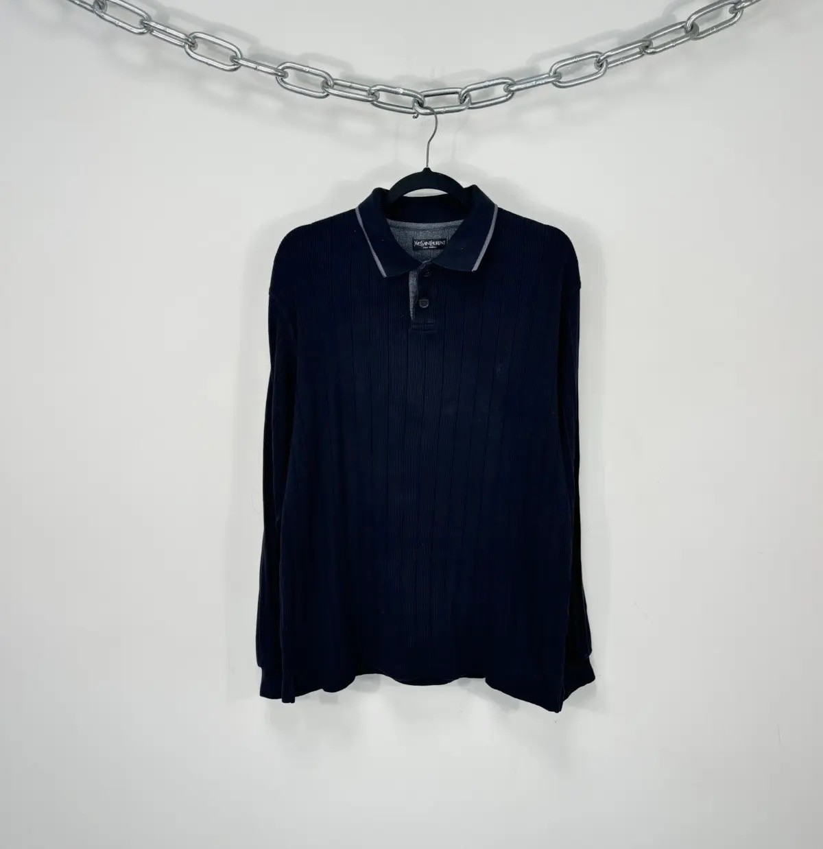 Maglione vintage Yves Saint Laurent uomo nero maglia stretta colletto L