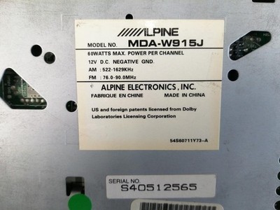 JUNK ALPINE MDA-W915J 2DIN CD MD Car Audio Player Deck Stereo DSP