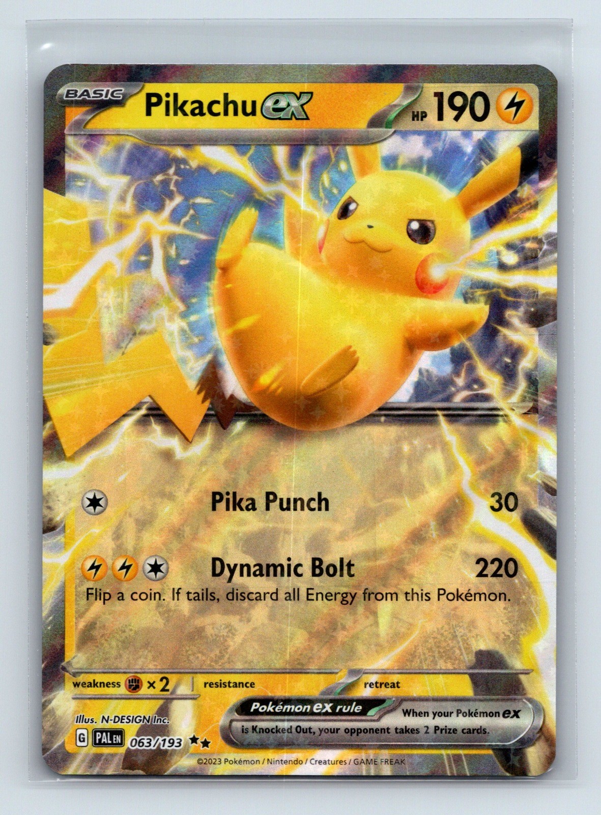 Pikachu ex Holo Double Rare SV02: Paldea Evolved 063/193 NM N-DESIGN Inc