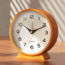   4.5" Analog Alarm Clock, Small Retro Desk Clock and Table Clock  Battery O...