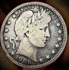 1906-P Barber Silver Quarter Dollar F - VF High Quality Coin 90% Silver