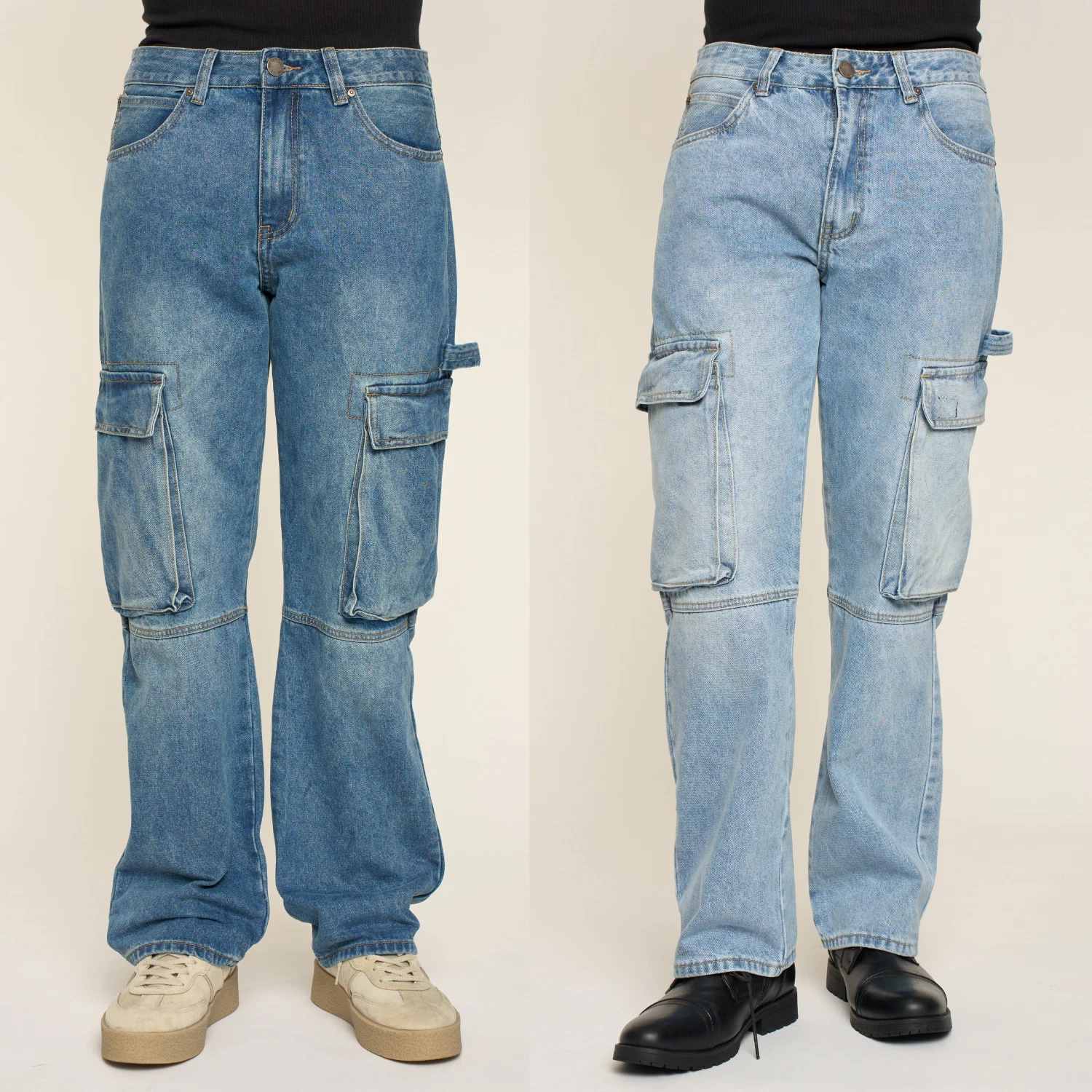 Victorious Men's Baggy Fit Cargo Pocket Comfortable Denim Jeans DL1568