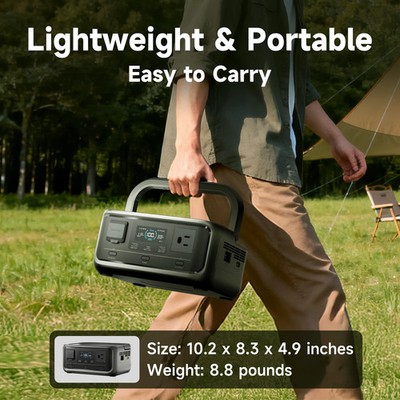 Portable Power Station 256Wh LiFePO4 Battery 300W (Peak 600W) AC Output Outdoor