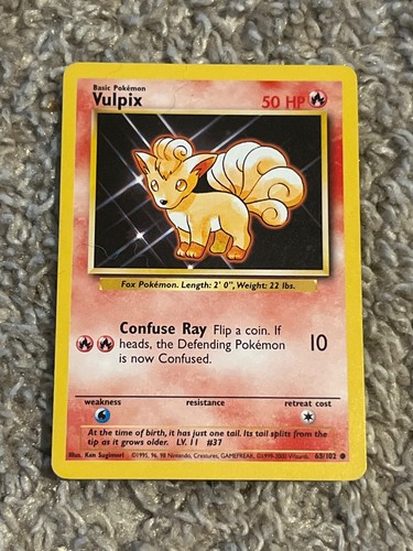 Vulpix Base Set (68/102) Error CORRECTED 50 HP Moderately Played