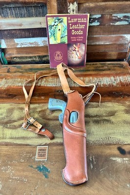 Vintage Law Man Brown Leather Suede Lined Shoulder Holster for Smith N 29 6.5 