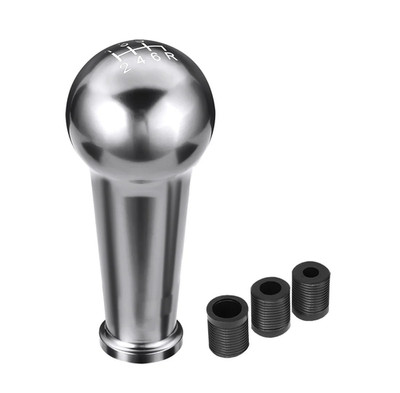 Silver Aluminum Ball Teardrop Style 6-Speed Manual Shift Knob M8/M10/M12 Adapter