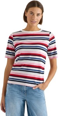 Cecil Damen Kurzarm Shirt mit Multicolor Streifen 325021