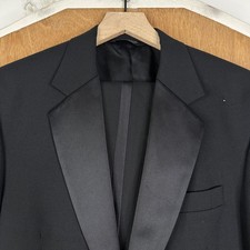 Jos A Bank Tuxedo Mens 38S Black Solid 1 Button 100 Wool Pants 30x26 Canvased