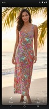 Ivy lane Dress Maxi Sleeveless Paisly Slit Sides Size PM Made in USA
