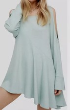 Free People Womens Clear Skies Cold Shoulder Tunic Dress Size Small Mint Blue