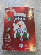 Janlynn Christmas Stocking Craft Kit Felt Applique 090-0054 Santa Snowflake NEW