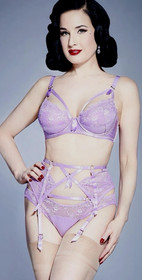 Dita Von Teese L Madam X lilac suspender belt for stockings NEW garter violet
