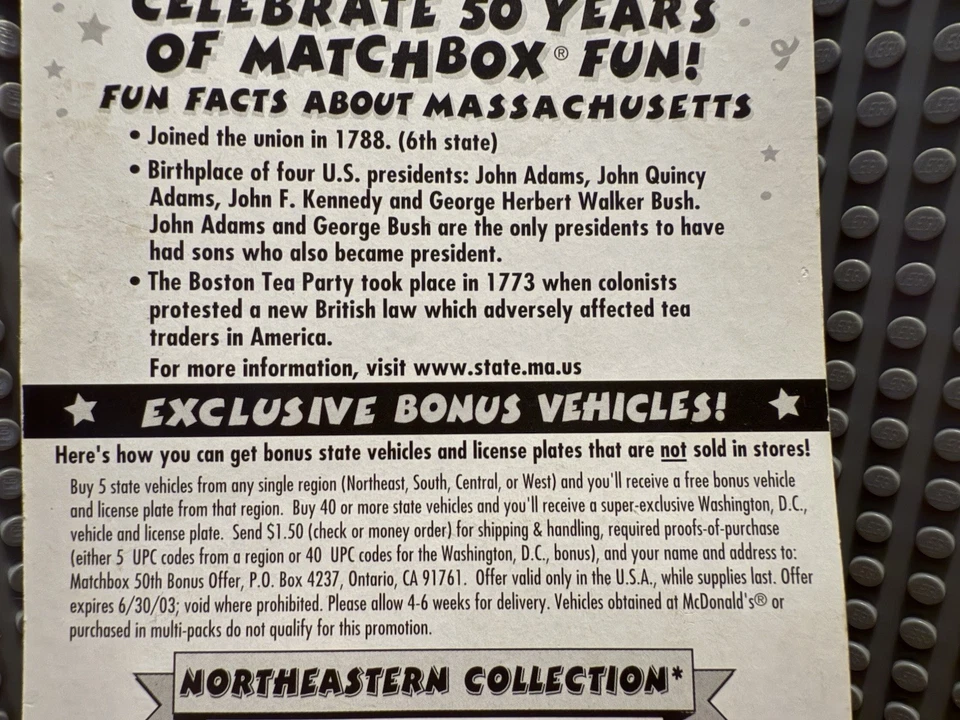 Matchbox Across America - 50 cumpleaños - Massachusetts 1962 Volkswagen Beetle Foto 3 de 3
