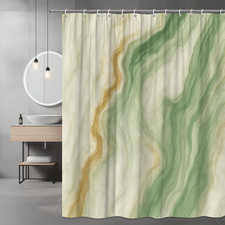 Elegant Green Marble Shower Curtain - Water Resistant Fabric