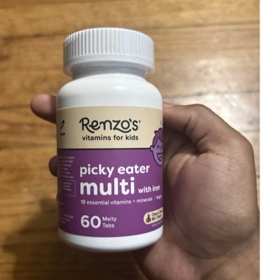 Renzo's Iron Melty Tabs Kids 60ct Vegan Cherry Children's Health Supplement
