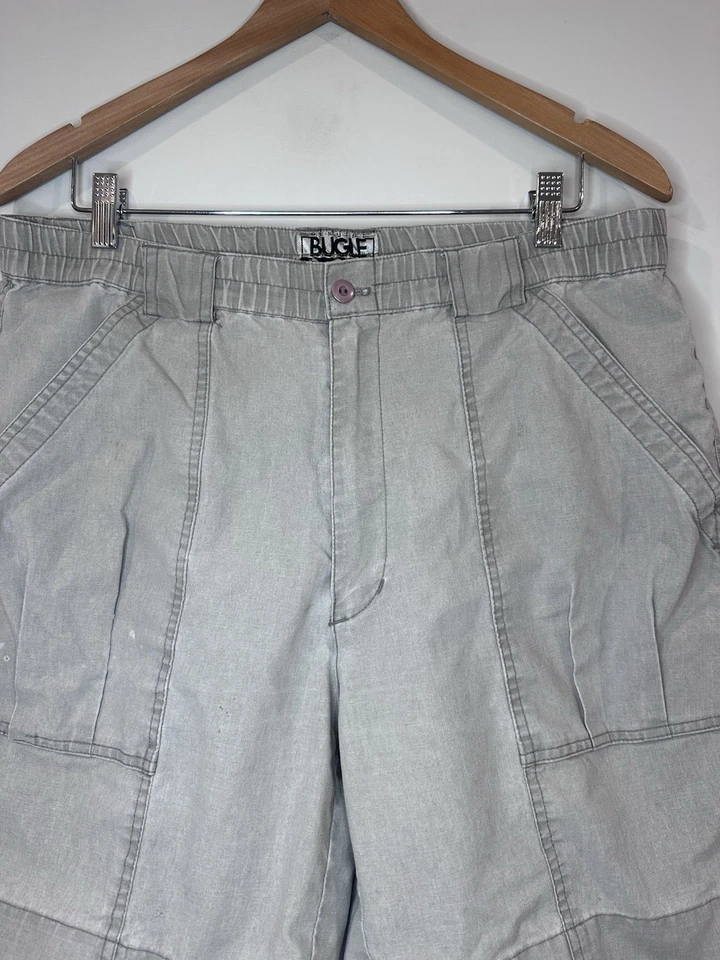 Pantalones Cortos Gris Desteñido Bugle Boy Vintage Años 90 Talla 34 Bolsillo Profundo 7” Entrepierna Foto 3 de 4