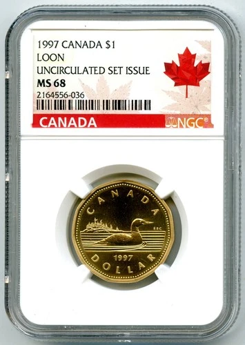1990 $1 CANADA LOON DOLLAR NGC MS68 UNCIRCULATED LOONIE COIN SCARCE HIGH GRADE