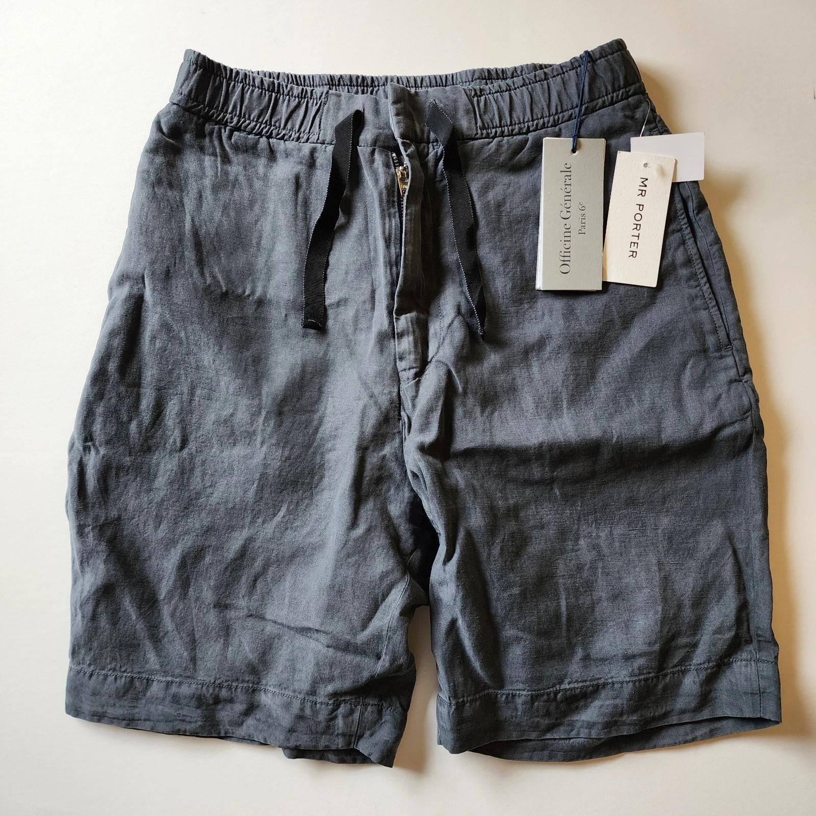 Officine Générale Men's Charcoal Phil Garment Dye Shorts Size EU 44 / US 28