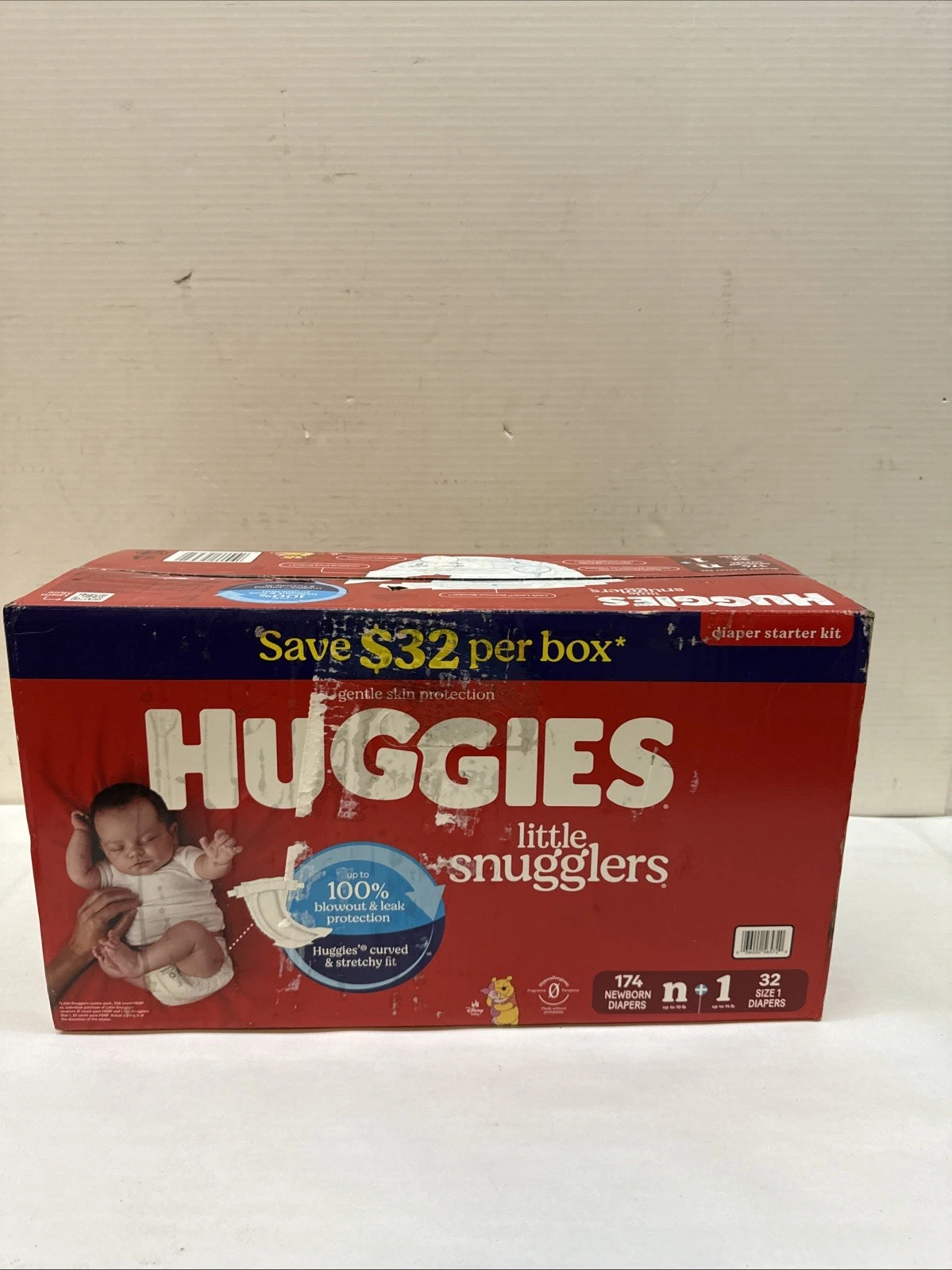 Huggies Little Snugglers Diapers, Sizes NB ( 10lbs, 174ct) & 1 ( 14lbs 32ct.)