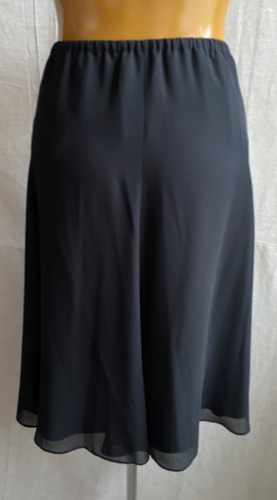 Jacques Vert Long Black Chiffon & Slippery Satin Double Layer Skirt, Size 22 - Picture 11 of 15