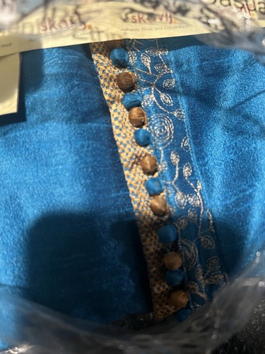 Indischer Herren blau Silj Pakistanischer Kurta Pyjama Ethno XL 2-teiliges Set für Eid - Bild 3 von 9