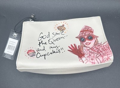 iZAK New York Zippered Pouch Bag God Save The Queen And My Cupcakes NWT