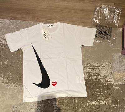 Nike x CDG Play de Commes des Garcons T-Shirt - Weiß - Neu - Medium
