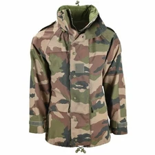 CCE French Army Camo Hooded Jacket Waterproof Military Pea Coat Combat Gear