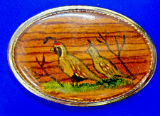 Pheasant Ring Neck Quail Bird Hunting Hunters Inlaid Wood Beaver Belt Buckle