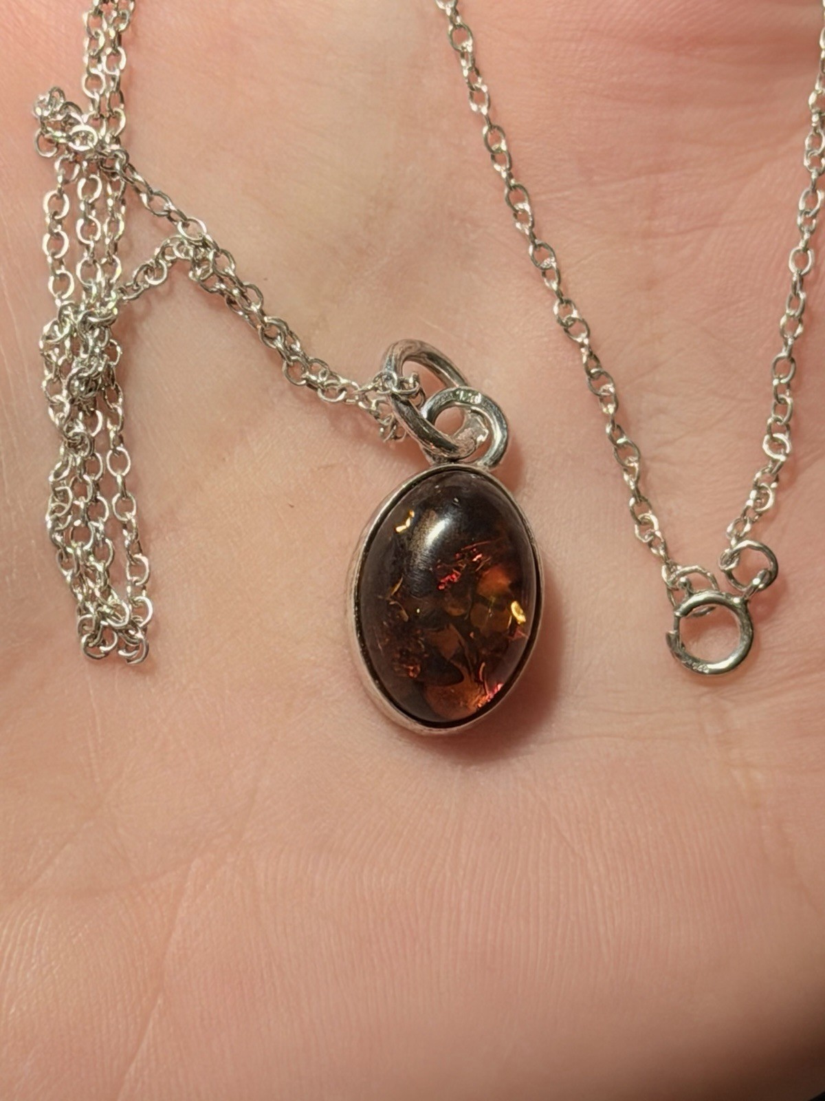 Vintage Baltic Amber Pendant with Silver Chain #137 image 2
