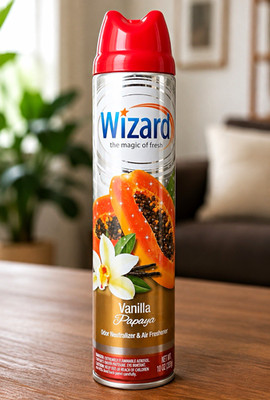 Wizard Odor Neutralizer Vanilla Papaya Aerosol Air Freshener Spray 10 oz