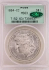1884 CC Morgan Silver Dollar $1 PCGS MS63 CAC  Green Label (Frosty!)