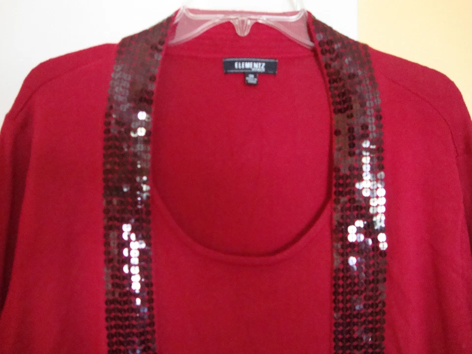 Suéter Elementz Mujer Talla 2X Cuello Lentejuelas Capas Rojo Nuevo Mujer Manga Larga Foto 2 de 3