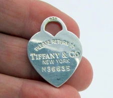 Tiffany & Co Vintage Sterling Silver RETURN TO TIFFANY Heart Tag Charm Pendant