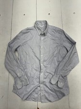 Uniqlo White Square Print Long Sleeve Slim Fit Dress Shirt Mens Size Large