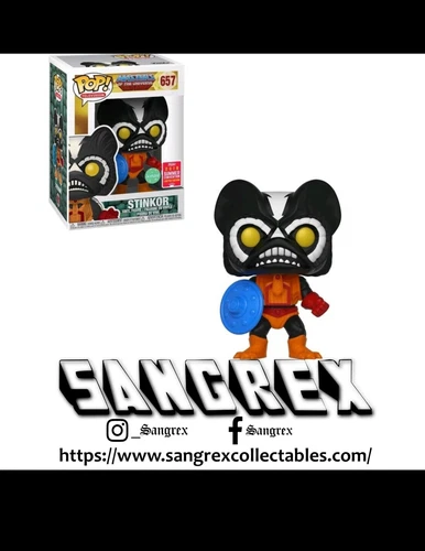 Rare scented STINKOR SDCC MOTU 657 Funko Pop Vinyl New in Mint Box + Protector