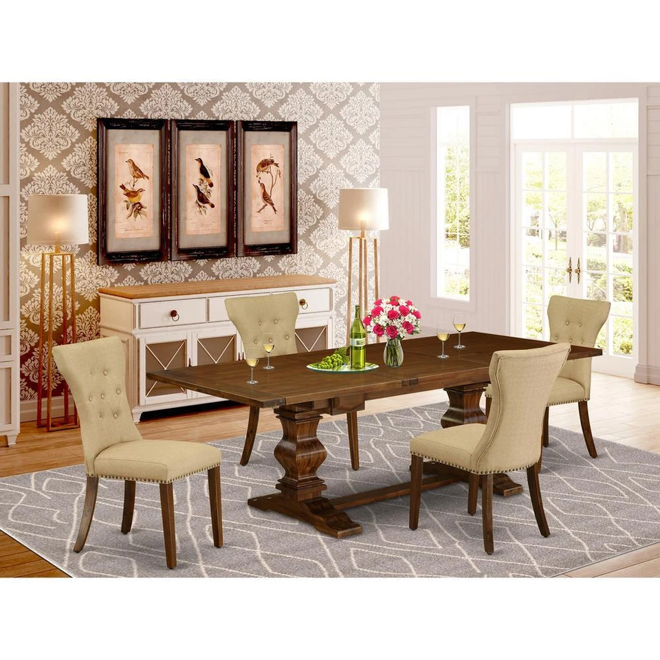 5 Piece Dining Room Table Set Includes a Rectangle Wooden Table with... - Image 4 of 4