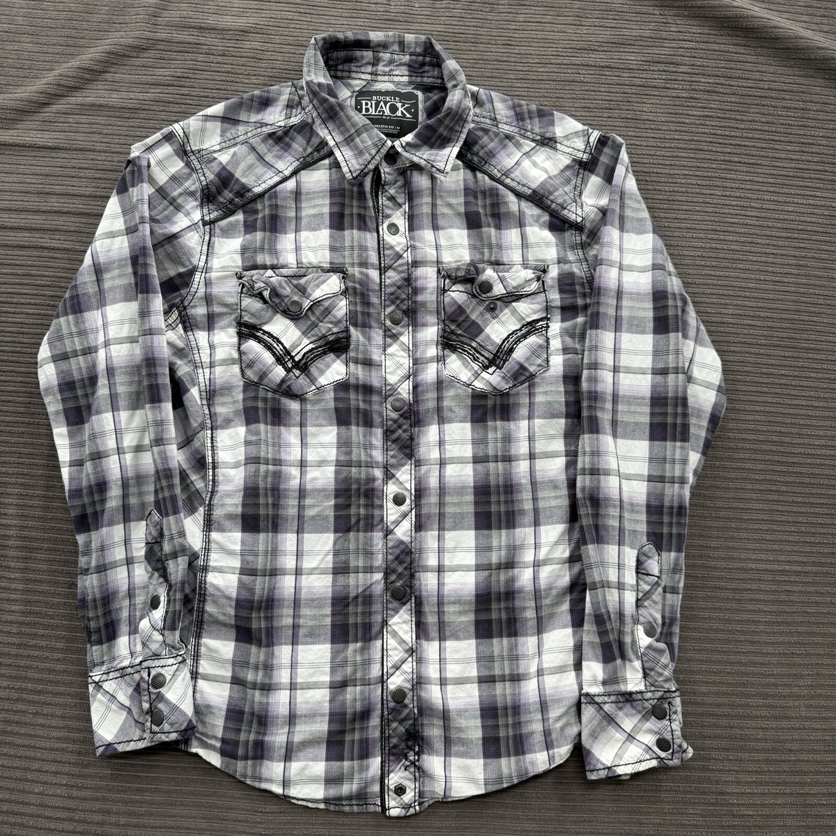 bke dress shirts BKE Men's Cotton Plaid Standard Shirt in Cream Brown/Cream/Brown | Size: Medium